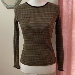 Vintage Brown Plaid Long Sleeve Top
